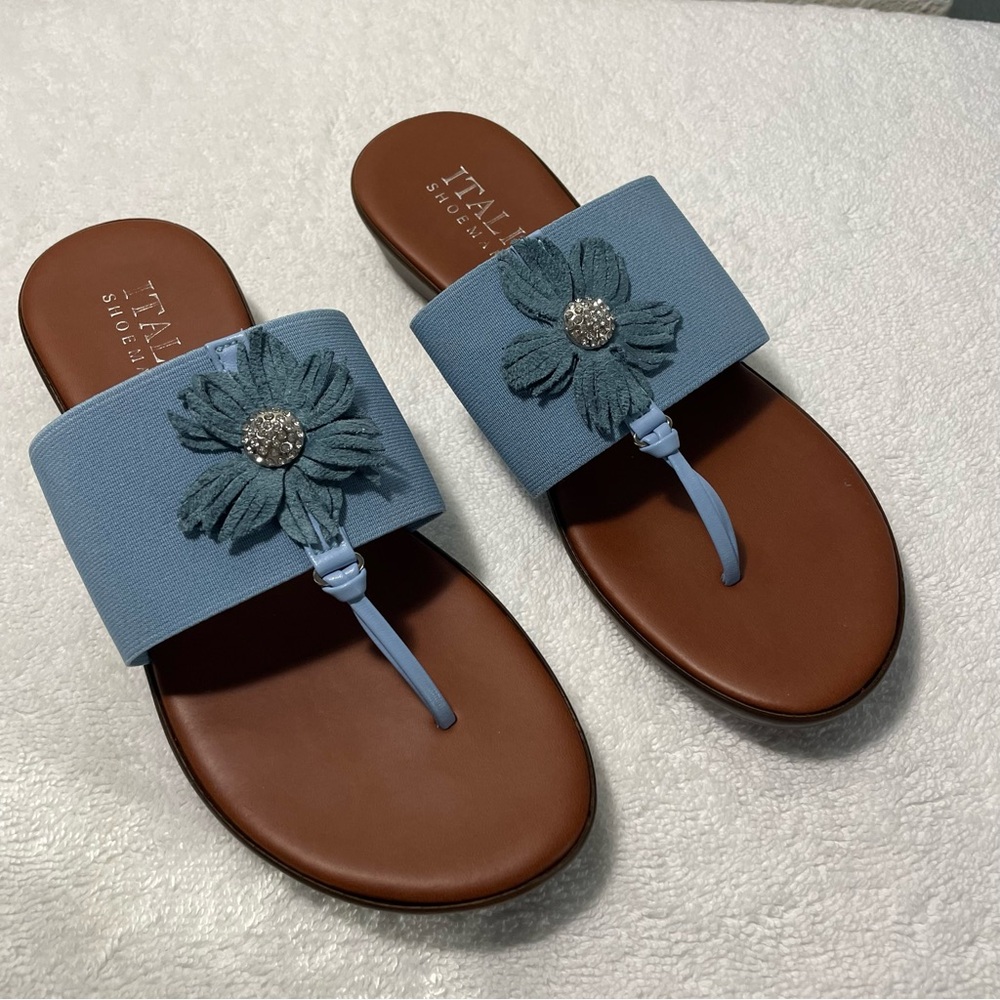 Italian Shoemakers Blue Floral Sandals Women Size 8 1/2